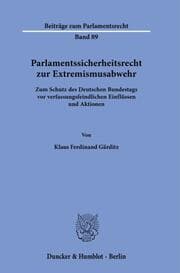 Cover von Parlamentssicherheitsrecht zur Extremismusabwehr