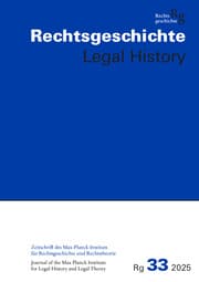 Cover von Rechtsgeschichte -Legal History (RG) Band 33,2025