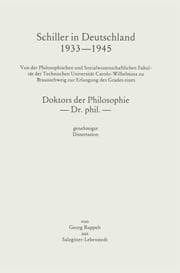 Cover von Schiller in Deutschland 1933-1945