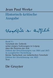Cover von Vorschule der Aesthetik