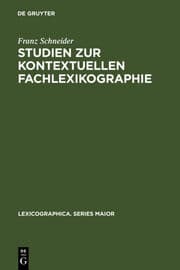 Cover von Studien zur kontextuellen Fachlexikographie