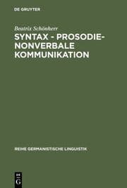 Cover von Syntax - Prosodie - nonverbale Kommunikation