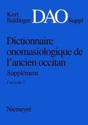 Cover von Kurt Baldinger: Dictionnaire onomasiologique de l'ancien occitan (DAO). Fascicule 2, Supplément