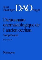 Cover von Kurt Baldinger: Dictionnaire onomasiologique de l'ancien occitan (DAO). Fascicule 3, Supplément