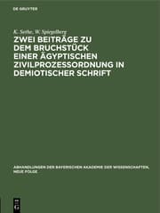 Cover von Zwei Beiträge zu dem Bruchstück einer ägyptischen Zivilprozeßordnung in demiotischer Schrift