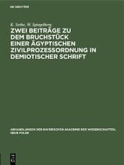 Cover von Zwei Beiträge zu dem Bruchstück einer ägyptischen Zivilprozeßordnung in demiotischer Schrift