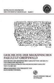 Cover von Geschichte der medizinischen Fakultät Greifswald