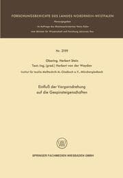 Cover von Einfluß der Vorgarndrehung auf die Gespinsteigenschaften