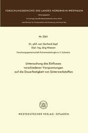 Cover von Untersuchung des Einflusses verschiedener Vorspannungen auf die Dauerfestigkeit von Sinterwerkstoffen