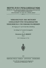 Cover von Verhandlungen der Deutschen Gesellschaft für Unfallheilkunde, Versicherungs- und Versorgungsmedizin