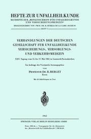 Cover von Verhandlungen der Deutschen Gesellschaft für Unfallheilkunde Versicherungs-, Versorgungs- und Verkehrsmedizin