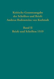Cover von Kritische Gesamtausgabe der Schriften und Briefe Andreas Bodensteins von Karlstadt 2