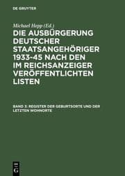 Cover von Register der Geburtsorte und der letzten Wohnorte