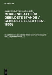 Cover von Register der Honorarempfänger / Autoren und Kollationsprotokolle