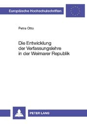 Cover von Die Entwicklung der Verfassungslehre in der Weimarer Republik