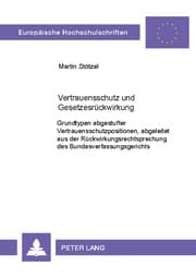 Cover von Vertrauensschutz und Gesetzesrückwirkung