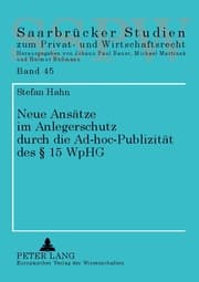 Cover von Neue Ansätze im Anlegerschutz durch die Ad-hoc-Publizität des § 15 WpHG