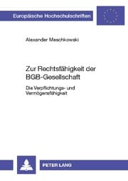 Cover von Zur Rechtsfähigkeit der BGB-Gesellschaft