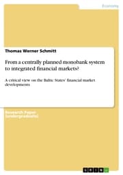 Cover von From a centrally planned monobank system to integrated financial markets?