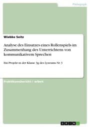 Cover von Analyse des Einsatzes eines Rollenspiels im Zusammenhang des Unterrichtens von kommunikativem Sprechen