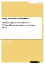 Cover von Entwicklungstendenzen bei der Prüfungstheorie im deutschsprachigen Raum