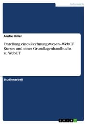 Cover von Erstellung eines Rechnungswesen-WebCT Kurses und eines Grundlagenhandbuchs zu WebCT