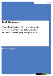 Cover von The identification of word classes in connection with the differentiation between homonymy and polysemy