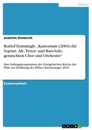 Cover von Roelof Temmingh: 'Kantorium (2003) für Sopran-, Alt-, Tenor- und Bass-Solo, gemischten Chor und Orchester'