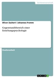Cover von Gegenstandsbereich einer Erziehungspsychologie