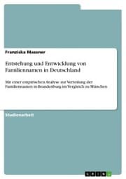 Cover von Entstehung und Entwicklung von Familiennamen in Deutschland