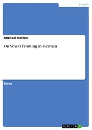 Cover von On Vowel Fronting in German