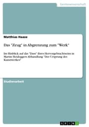 Cover von Das 'Zeug' in Abgrenzung zum 'Werk'