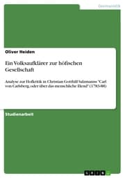 Cover von Ein Volksaufklärer zur höfischen Gesellschaft