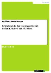 Cover von Grundbegriffe der Textlinguistik. Die sieben Kriterien der Textualität