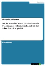 Cover von 'Die Sache sauber halten' Der Streit um die Widmung des Holocaustmahnmals als Teil linker Geschichtspolitik