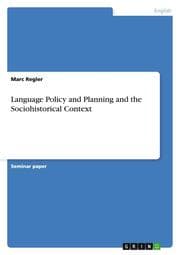 Cover von Language Policy and Planning and the Sociohistorical Context