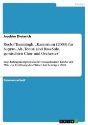 Cover von Roelof Temmingh: Kantorium (2003) für Sopran-, Alt-, Tenor- und Bass-Solo, gemischten Chor und Orchester
