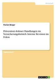 Cover von Prävention doloser Handlungen im Versicherungsbetrieb.Interne Revision im Fokus