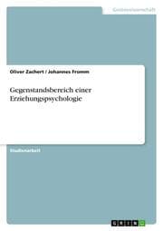 Cover von Gegenstandsbereich einer Erziehungspsychologie