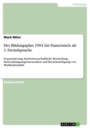 Cover von Der Bildungsplan 1994 für Französisch als 1. Fremdsprache