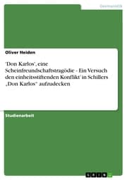 Cover von 'Don Karlos', eine Scheinfreundschaftstragödie - Ein Versuch den einheitsstiftenden Konflikt' in Schillers 'Don Karlos' aufzudecken