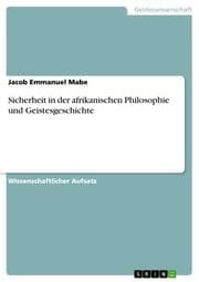 Cover von Sicherheit in der afrikanischen Philosophie und Geistesgeschichte