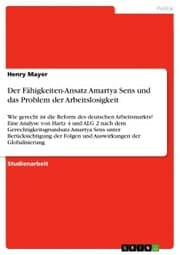 Cover von Der Fähigkeiten-Ansatz Amartya Sens und das Problem der Arbeitslosigkeit
