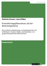Cover von Formulierungsphänomene auf der Bedeutungsebene