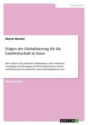 Cover von Folgen der Globalisierung für die Landwirtschaft in Asien