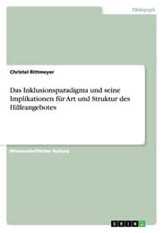 Cover von Das Inklusionsparadigma und seine Implikationen für Art und Struktur des Hilfeangebotes