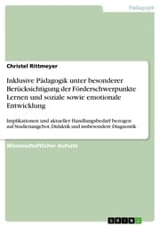 Cover von Inklusive Pädagogik unter besonderer Berücksichtigung der Förderschwerpunkte Lernen und soziale sowie emotionale Entwicklung