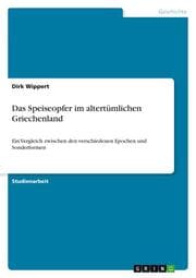 Cover von Das Speiseopfer im altertümlichen Griechenland