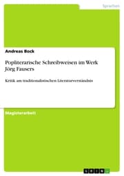 Cover von Popliterarische Schreibweisen im Werk Jörg Fausers