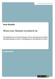 Cover von Wann eine Maxime moralisch ist